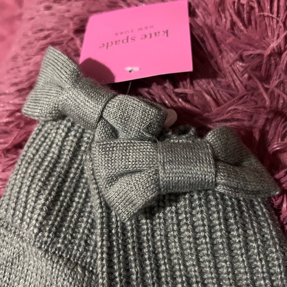 NWT Kate Spade knit gloves Heather Gray - Picture 5 of 8